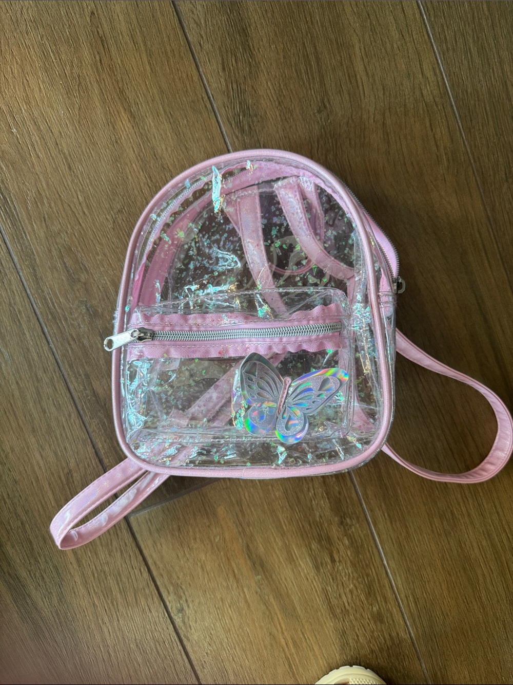 Pink Clear Butterfly Kids Mini Backpack